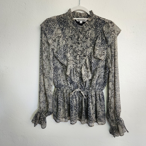 Walter Baker Grey Chiffon Snake Blouse - Picture 1 of 5